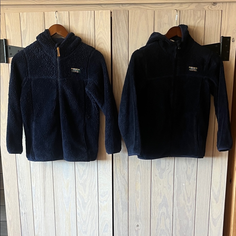 L.L. Bean Kids Dark Blue Fleece Hoodies (2) for price of one.
